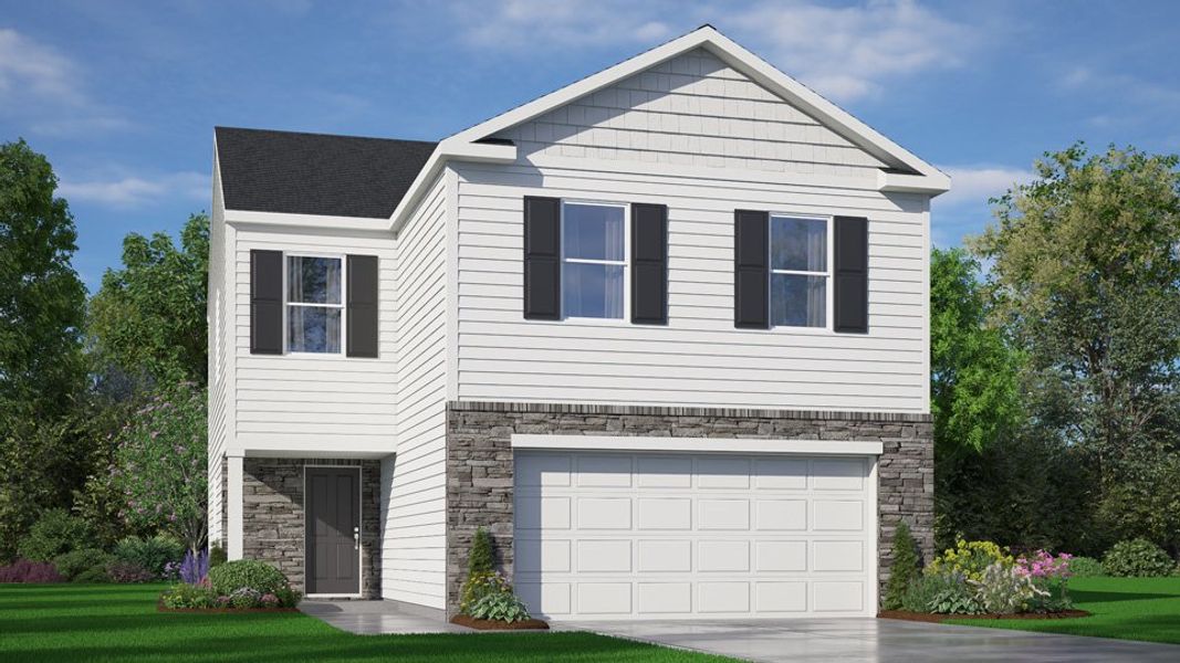 Representative exterior photo of a completed home built from the Aisle by D.R. Horton in Hunter Hill, Rocky Mount, NC (Image 6).