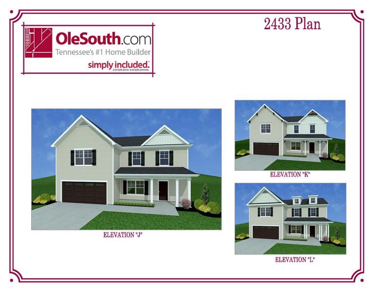 Representative exterior photo of a completed home built from the 2433 Elevation JKL by Ole South in Hobson Park, Nashville, TN (Image 1).