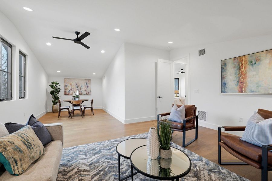 Located on second floor this flex space is great for media, kids games, home gym, etc