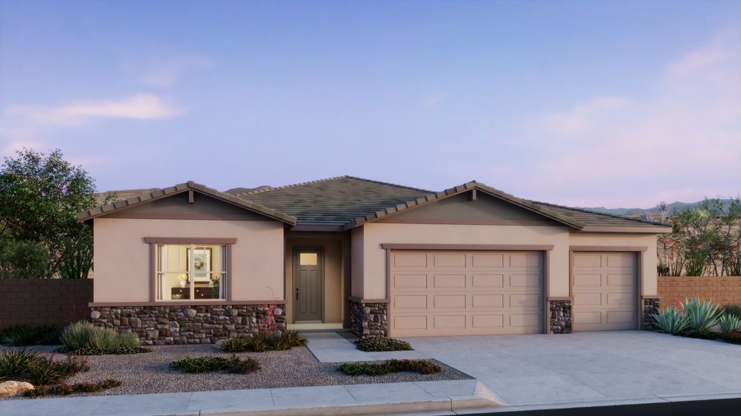 Representative exterior photo of a completed home built from the Olive by Mattamy Homes in Saguaro Reserve II, Marana, AZ (Image 5). Representative exterior photo of a completed home built from the Olive by Mattamy Homes in Saguaro Reserve II, Marana, AZ (Image 5).