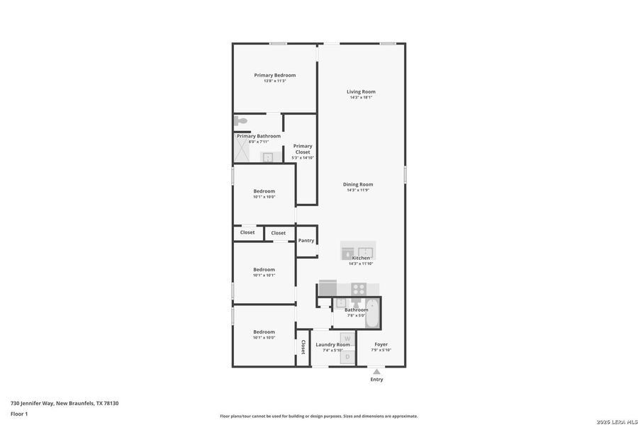 2D floor plan layout of this home in Spring Valley, New Braunfels, TX (Image 3).
