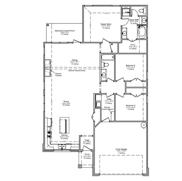 2D floor plan layout for the The Rose by Avonley Homes in Pinemont, Bryan, TX (Image 5).