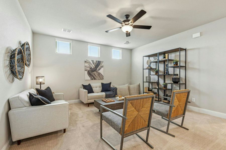 Representative furnished interior of a home built from the Reid by Kindred Homes in Oak Creek Ranch, Waxahachie (Image 30).