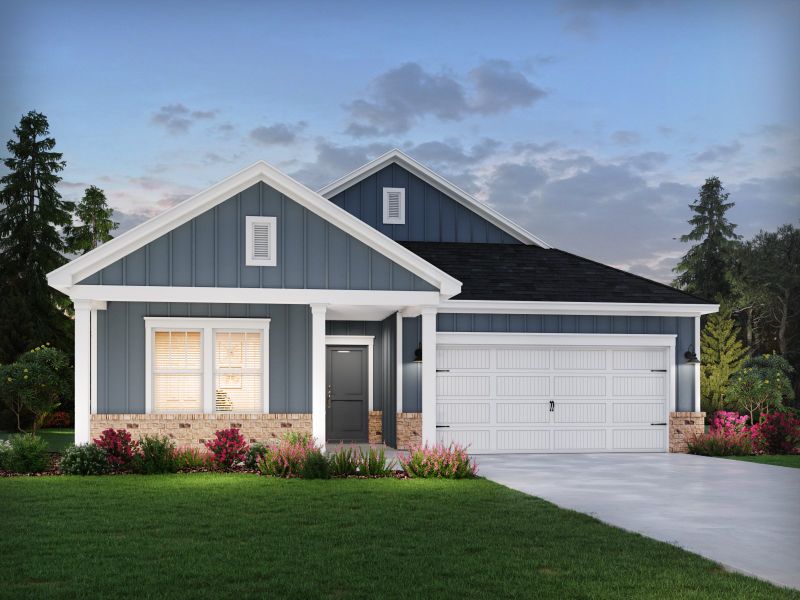 Representative exterior photo of a completed home built from the Buchanan by Meritage Homes in Nelson's Creek, Mocksville, NC (Image 21).