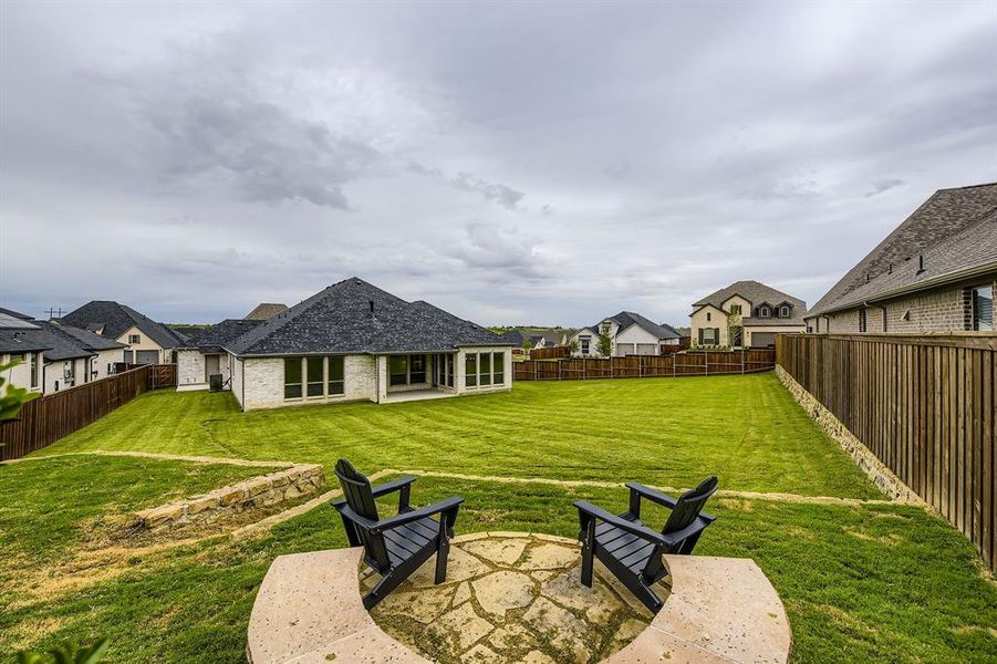 Fenced backyard featuring a patio and a residential view Fenced backyard featuring a patio and a residential view
