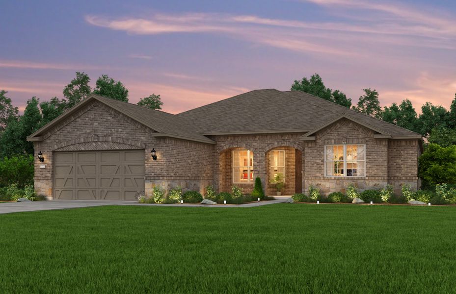 Exterior B, the Napa Valley with covered front porch, stone accents, and 2-car garage