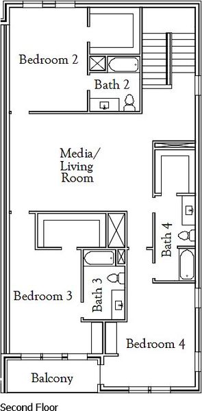 2D floor plan layout for the The Home Run by Coventry Homes in Townhomes at Ballpark, Arlington, TX (Image 2). 2D floor plan layout for the The Home Run by Coventry Homes in Townhomes at Ballpark, Arlington, TX (Image 2).