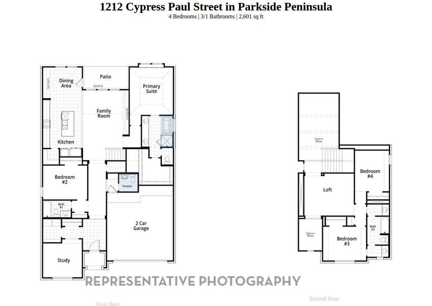 2D floor plan layout of this home in Parkside Peninsula, Georgetown, TX (Image 2).