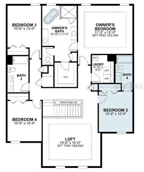 2D floor plan layout of this home in Eden at Crossprairie, St. Cloud, FL (Image 5).