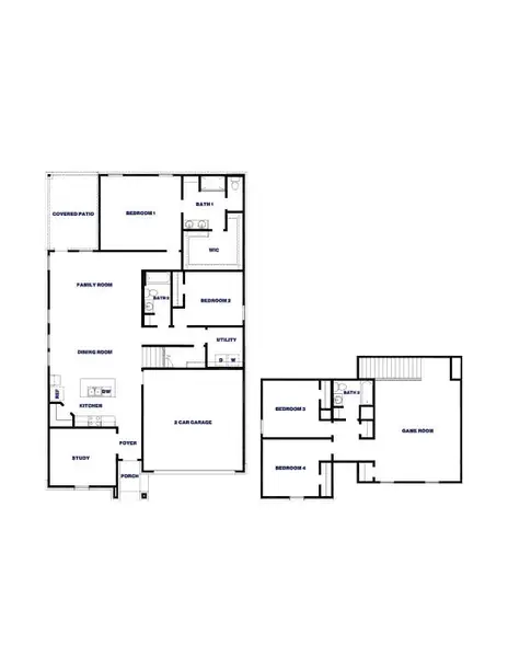 2D floor plan layout of this home in Grand Pines, Magnolia, TX (Image 2).