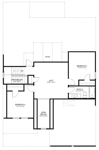 2D floor plan layout for the Palo Duro by Flintrock Builder in Rancho San Gabriel, Georgetown, TX (Image 4).
