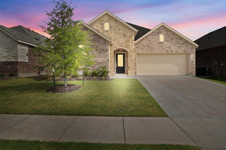 Front exterior of a new home in Shaded Tree, McKinney, TX, highlighting curb appeal (Image 24). Front exterior of a new home in Shaded Tree, McKinney, TX, highlighting curb appeal (Image 24).