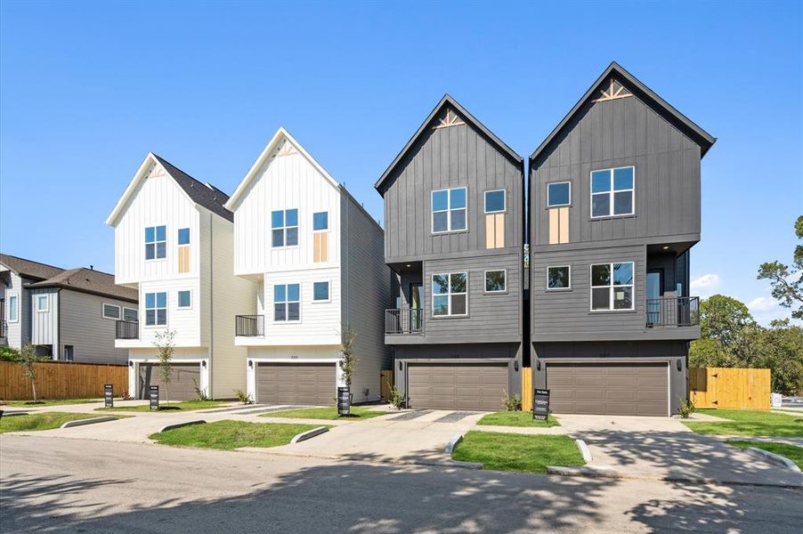 Each home has a covered balcony.