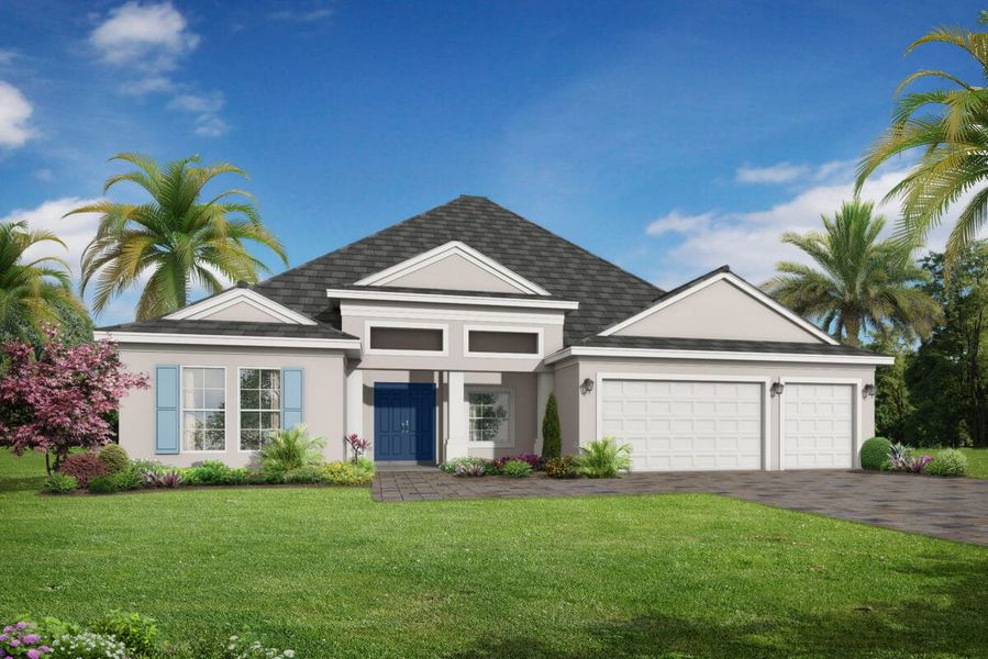 Representative exterior photo of a completed home built from the Aruba 2 by Medallion Home in Hampton Lakes, Sarasota, FL (Image 6).