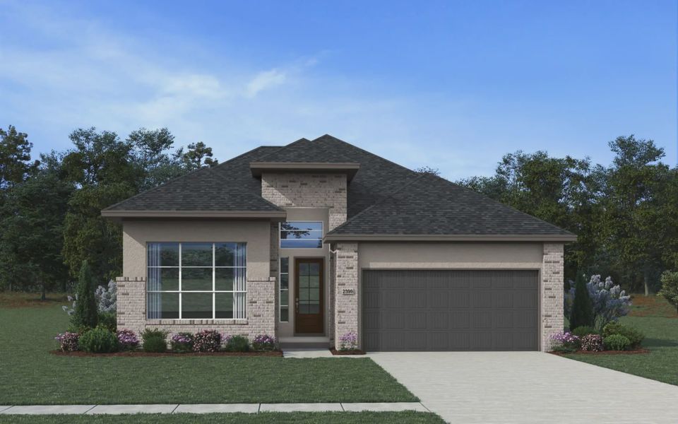 Representative exterior photo of a completed home built from the Hampton by Chesmar Homes in Jubilee 50's, Hockley, TX (Image 15).