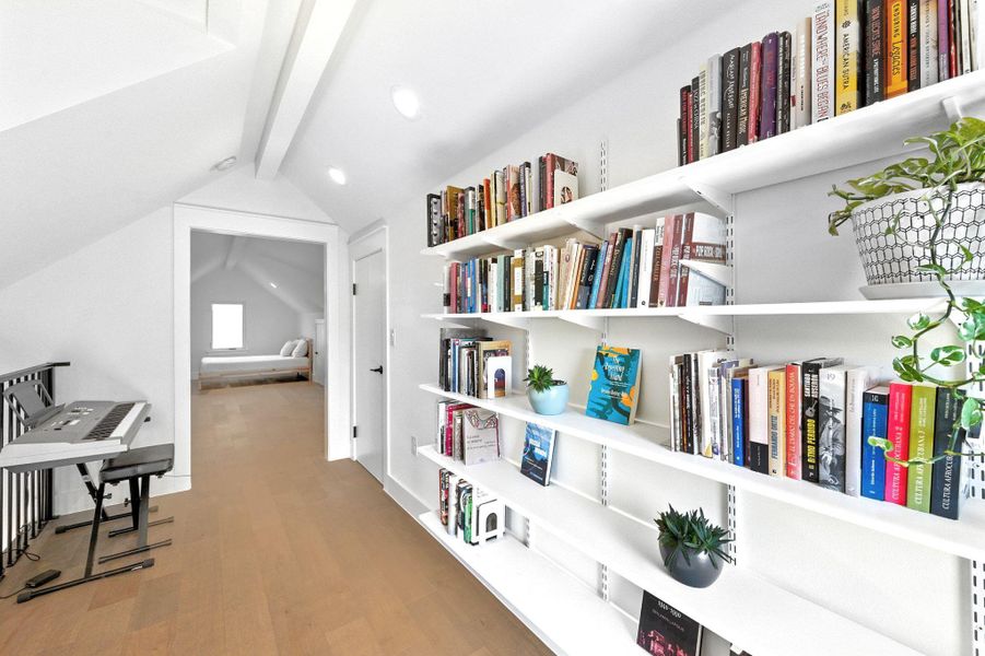 hallway/loft on 3rd floor with plenty of space of bookcase and desk or music area hallway/loft on 3rd floor with plenty of space of bookcase and desk or music area
