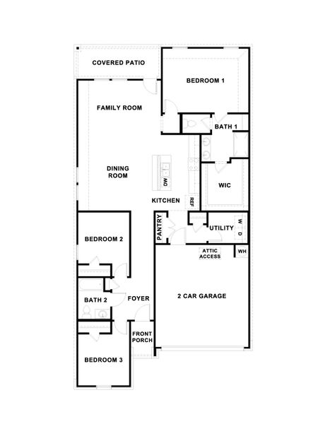 2D floor plan layout for the The Caden by D.R. Horton in Briarwood, Elgin, TX (Image 3).