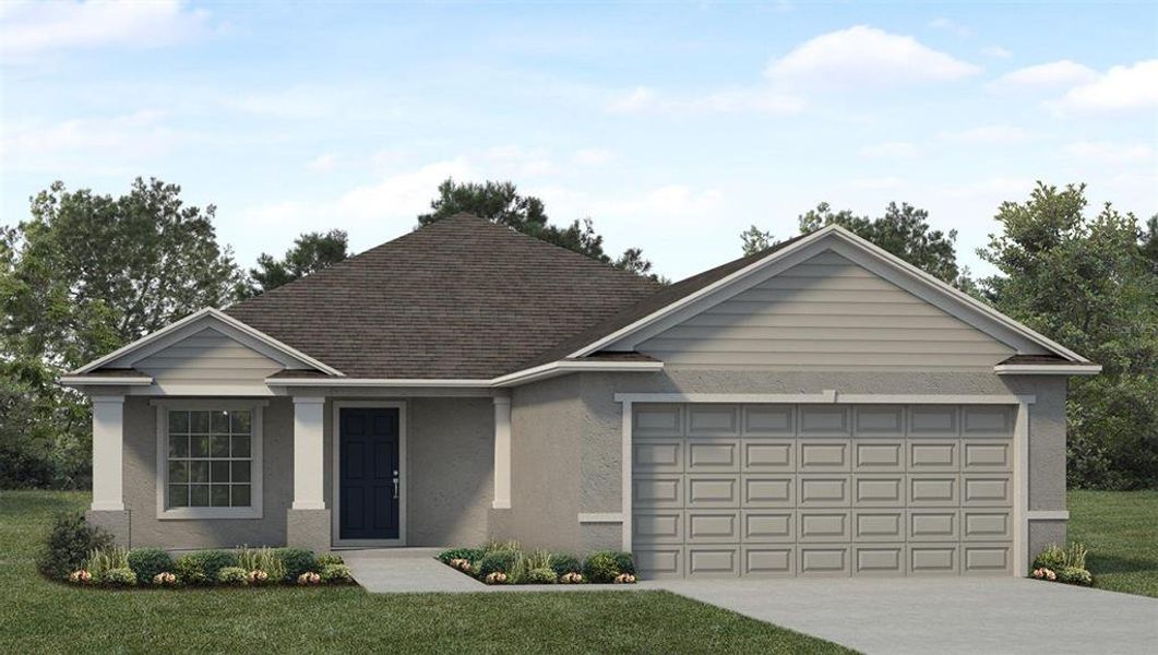 Front exterior of a new home in , Lake Wales, FL, highlighting curb appeal (Image 1). Front exterior of a new home in , Lake Wales, FL, highlighting curb appeal (Image 1).
