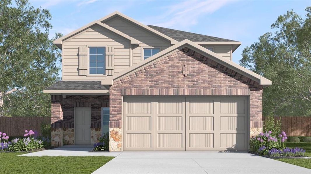 Front exterior of a new home in Wildcat Ranch, Crandall, TX, highlighting curb appeal (Image 1). Front exterior of a new home in Wildcat Ranch, Crandall, TX, highlighting curb appeal (Image 1).