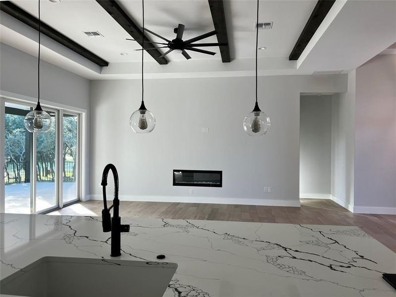 Kitchen view to living room