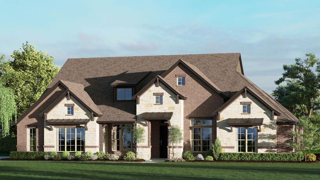 Representative exterior photo of a completed home built from the Concept 3441 by Risewell Homes in Paloma Ranch, New Fairview, TX (Image 9).