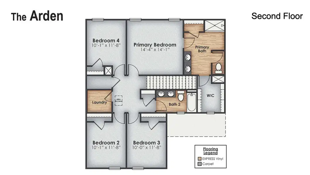 2D floor plan layout for the Arden by D.R. Horton in Caspian Ridge, Richlands, NC (Image 5). 2D floor plan layout for the Arden by D.R. Horton in Caspian Ridge, Richlands, NC (Image 5).