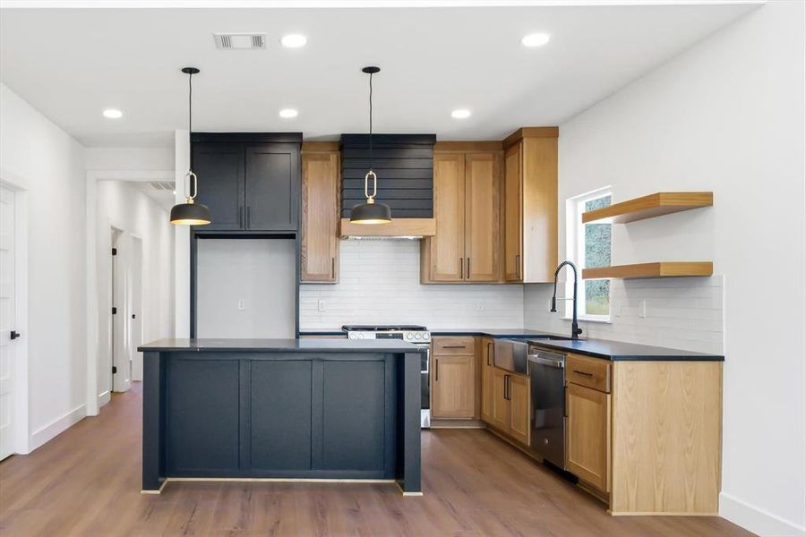 Custom white oak cabinets to the ceiling!