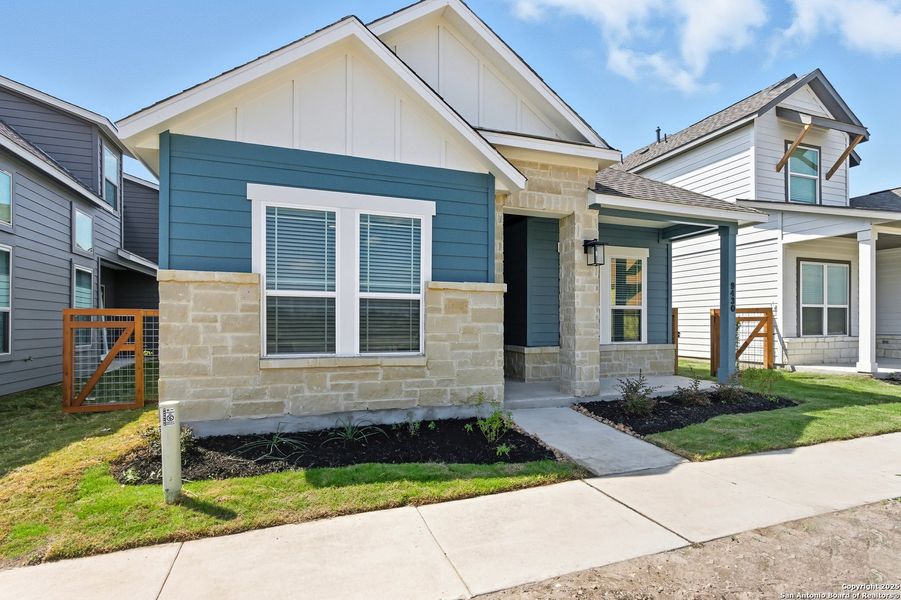 Front exterior of a home in the The Crossvine – Garden Homes community, located in Schertz, TX (Image 15). Front exterior of a home in the The Crossvine – Garden Homes community, located in Schertz, TX (Image 15).
