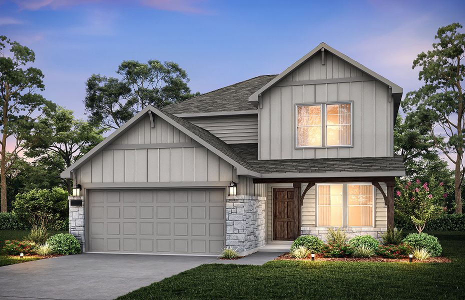 The Mesilla, a two-story home with 2-car garage, shown with Home Exterior HC201