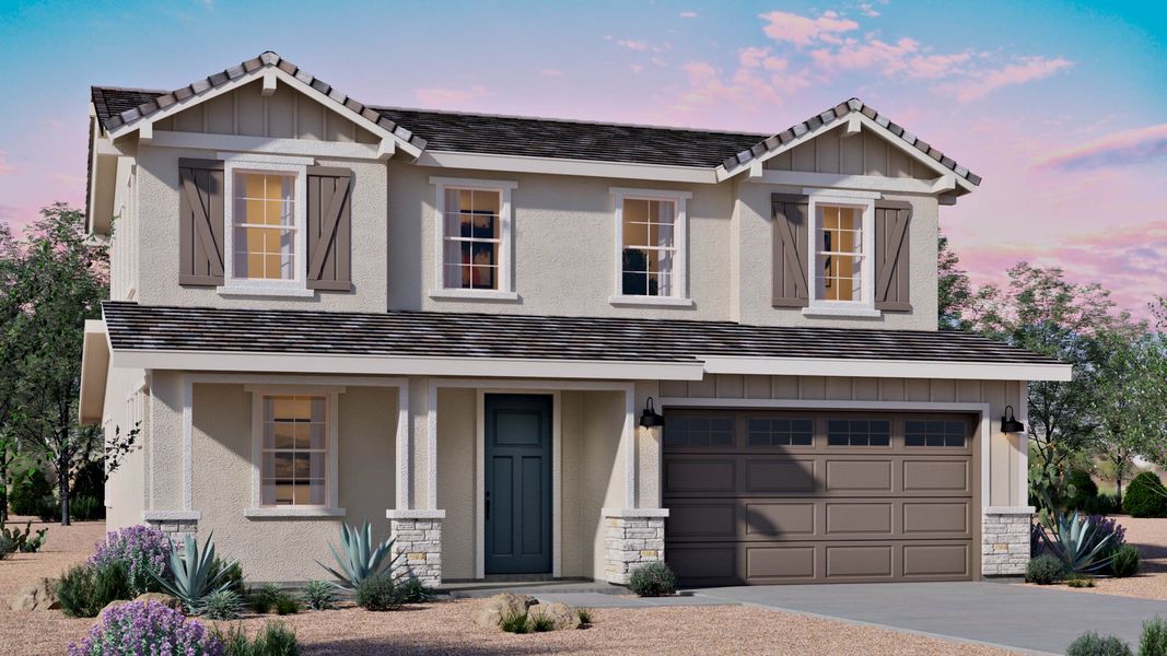 Representative exterior photo of a completed home built from the Yellowstone by D.R. Horton in Westpark, Buckeye, AZ (Image 4).