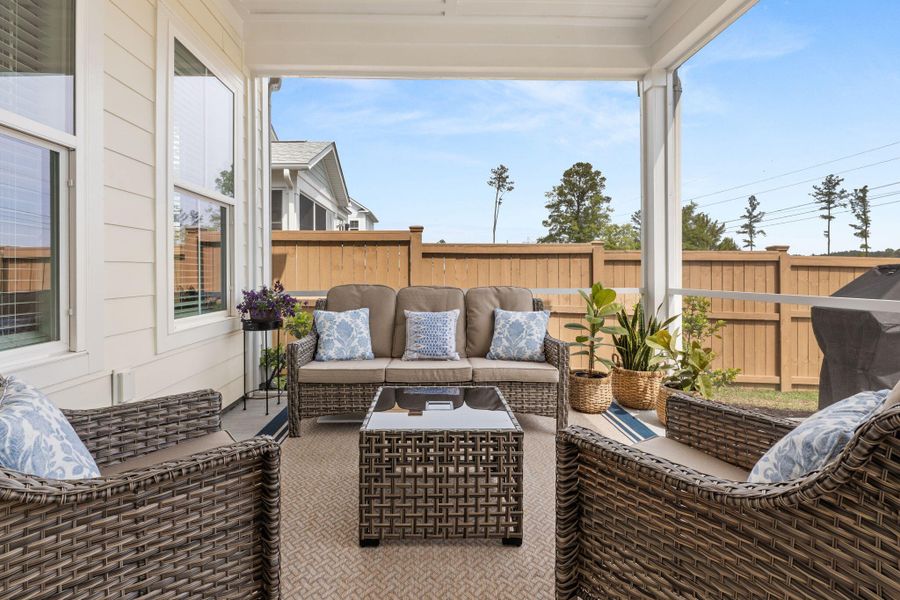 Exterior details and patio area of a home in Midtown at Nexton, Summerville (Image 25).