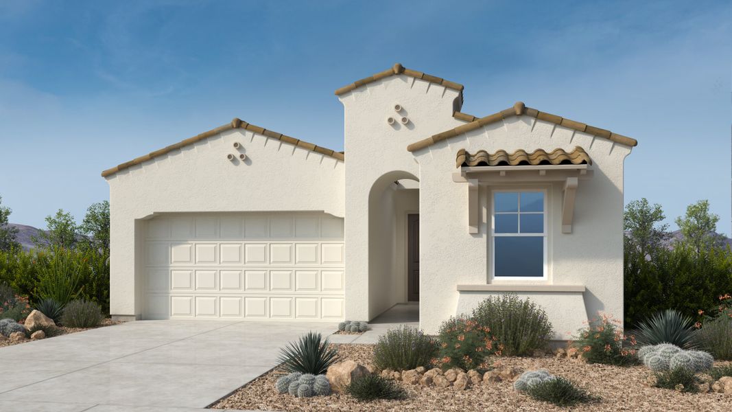 Representative exterior photo of a completed home built from the Iris by Taylor Morrison in Verdin Discovery Collection, Phoenix, AZ (Image 1). Representative exterior photo of a completed home built from the Iris by Taylor Morrison in Verdin Discovery Collection, Phoenix, AZ (Image 1).