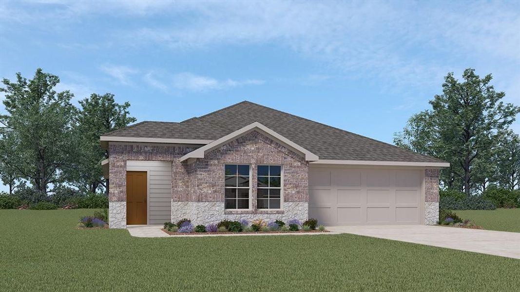 Front exterior of a new home in Stonewyck Farms, Ennis, TX, highlighting curb appeal (Image 2).