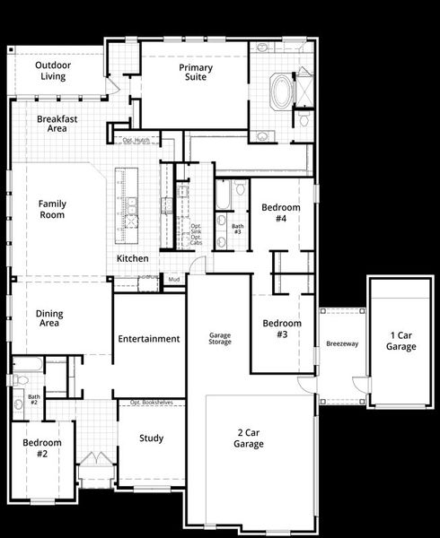 2D floor plan layout for the 215G by Highland Homes in Quail Hollow, Rockwall, TX (Image 5). 2D floor plan layout for the 215G by Highland Homes in Quail Hollow, Rockwall, TX (Image 5).