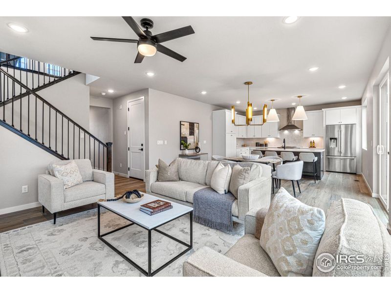 Living Room into the Kitchen