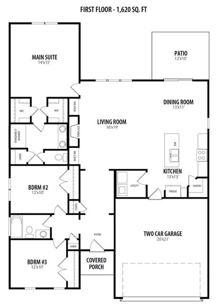2D floor plan layout for the Nicklaus by RiverWILD Homes in Riverwood Ranch, Clayton, NC (Image 5).
