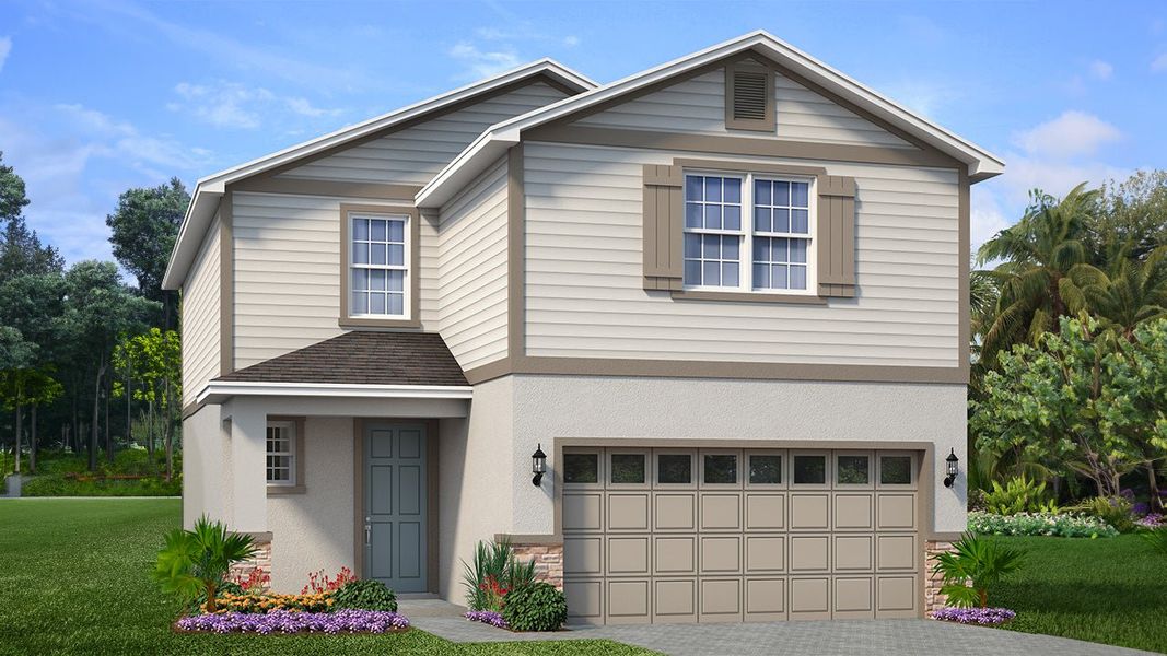 Representative exterior photo of a completed home built from the Triumph by Park Square Residential in Highfield at Twisted Oaks, Wildwood, FL (Image 6).