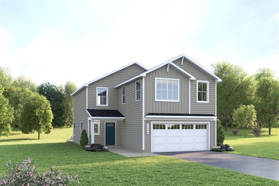 Representative exterior photo of a completed home built from the Torrey by Ryan Homes in Meadows Edge Single Family Homes, Conway, SC (Image 1).