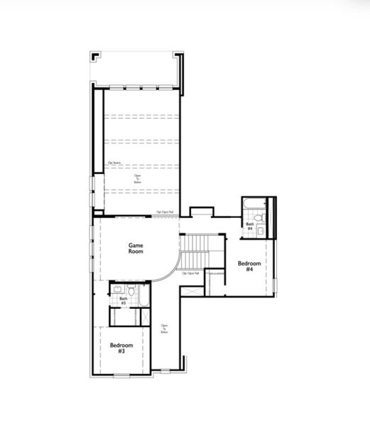 2D floor plan layout for the Elmhurst by Highland Homes in Cambridge Crossing: 50ft. lots, Celina, TX (Image 3).