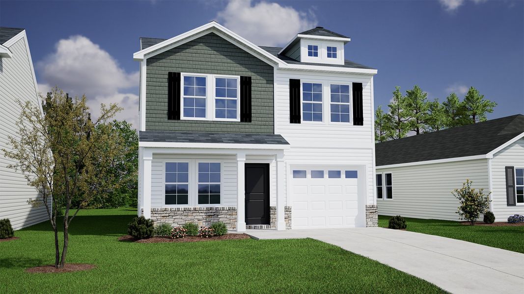 Representative exterior photo of a completed home built from the Barnwell - Genesis Value Collection by Mungo Homes in Evergreen, Spartanburg, SC (Image 16).