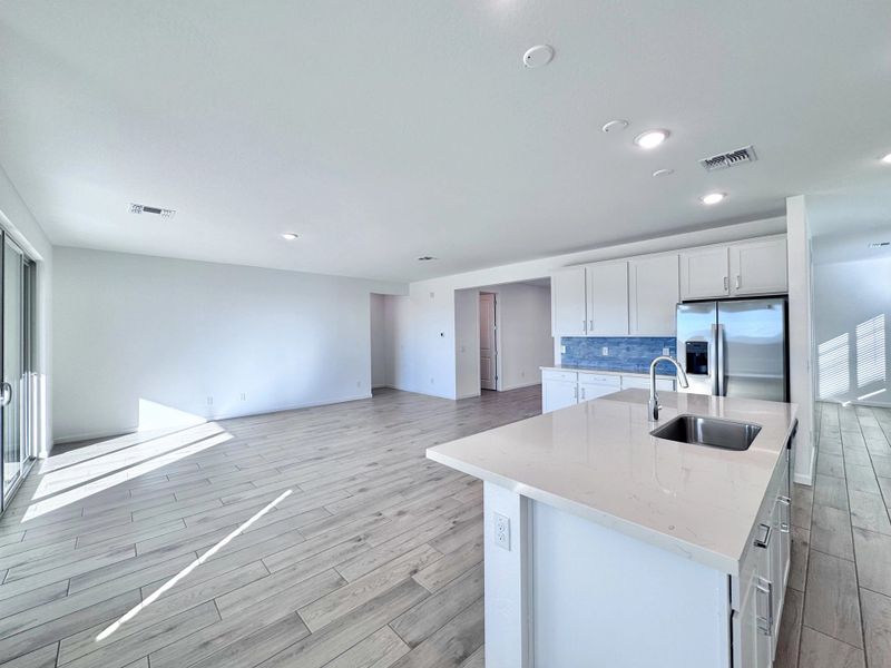 Great room and kitchen Great room and kitchen