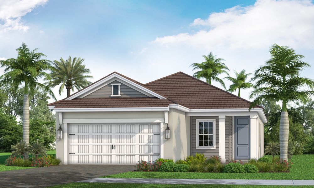 Representative exterior photo of a completed home built from the Imagination 2 by Neal Communities in SkySail, Naples, FL (Image 2).