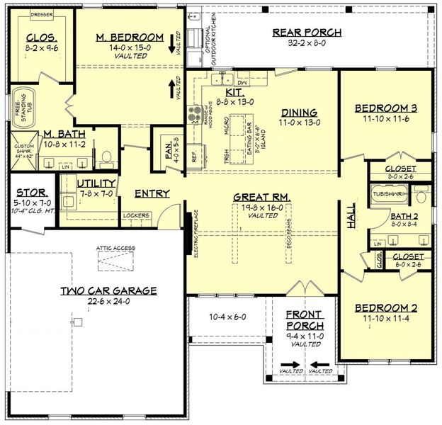 2D floor plan layout for the Sabine by Zeal Home Builders in Horizon Meadow Estates, Paradise, TX (Image 3). 2D floor plan layout for the Sabine by Zeal Home Builders in Horizon Meadow Estates, Paradise, TX (Image 3).