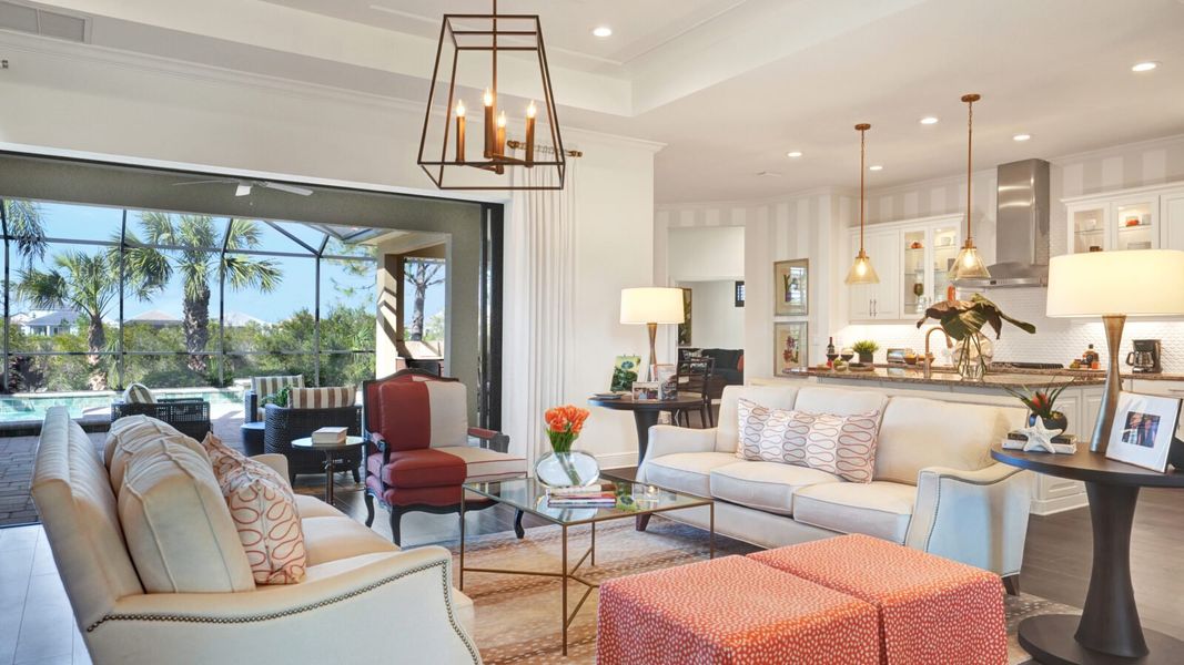 Representative furnished interior of a home built from the Sanibel 2 by Neal Communities in SkySail, Naples (Image 12).