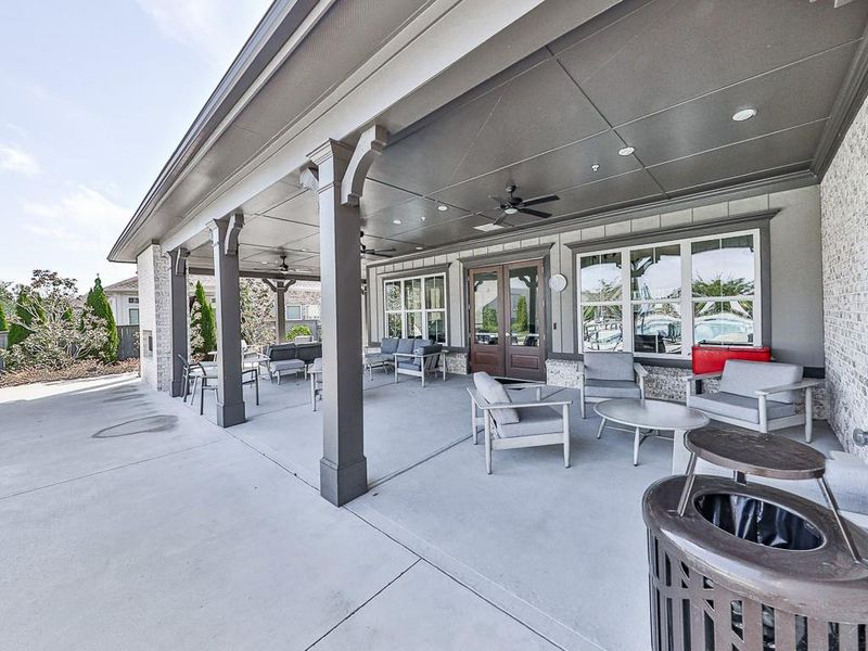 Exterior details and patio area of a home in Glenhaven at Ridgewalk, Woodstock (Image 37).