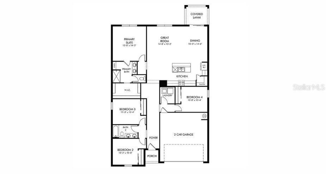 2D floor plan layout of this home in Magnolia Bay - Classic Series, Nokomis, FL (Image 2).