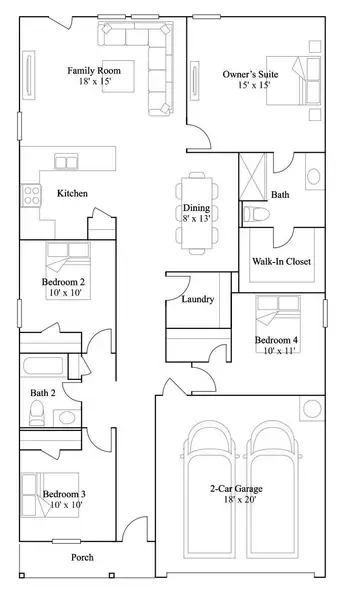 2D floor plan layout of this home in Crosby Farms, Crosby, TX (Image 2).