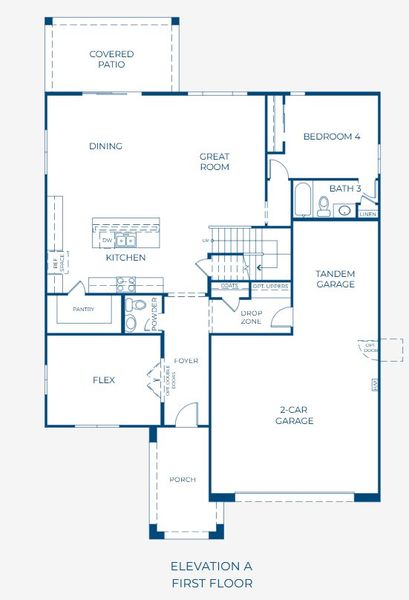 2D floor plan layout for the Plan 4504 by New Home Co. in The Estates at Frontera, Surprise, AZ (Image 4).