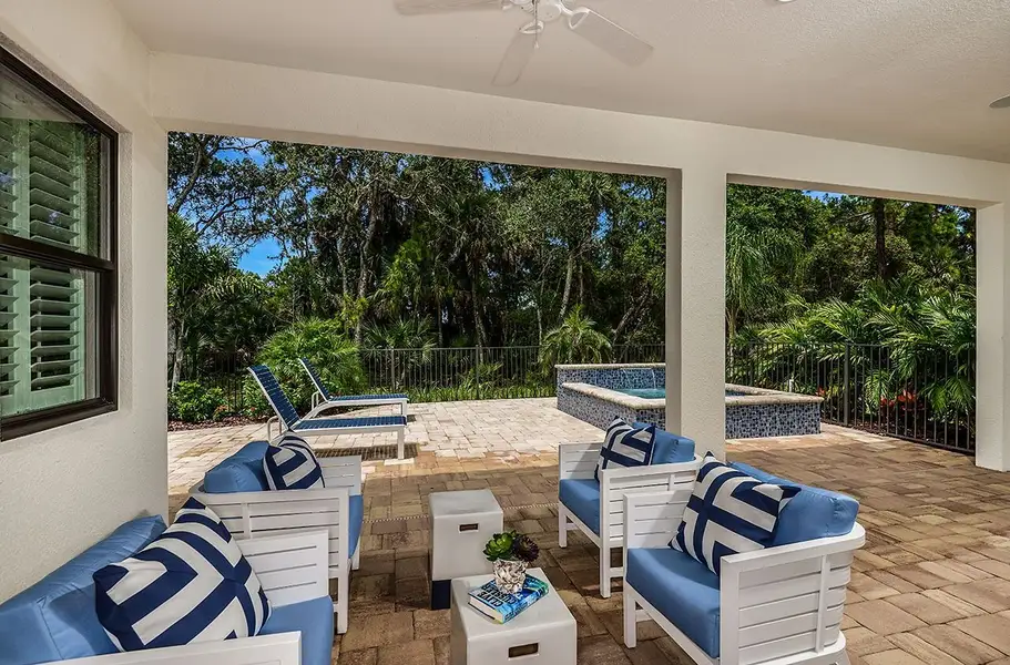 Exterior details and patio area of a home in Boca Royale Golf & Country Club at Wellen Park, Englewood (Image 3).