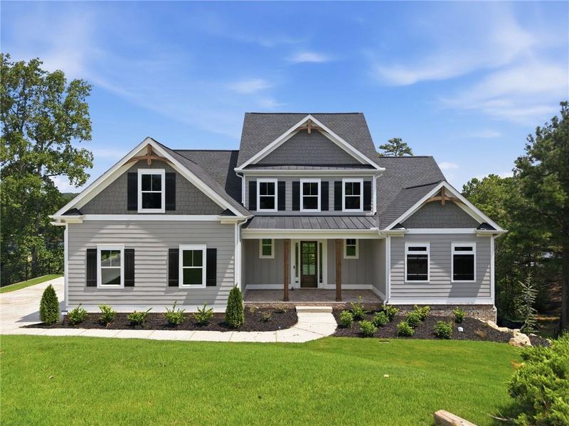 Front exterior of a new home in , Flowery Branch, GA, highlighting curb appeal (Image 30). Front exterior of a new home in , Flowery Branch, GA, highlighting curb appeal (Image 30).